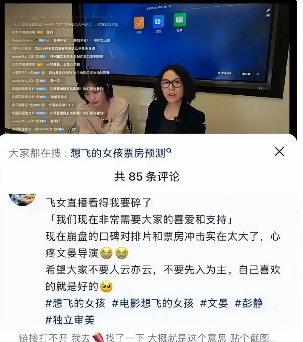 《想飞的女孩》导演直播崩溃大哭，票房失利情绪激动