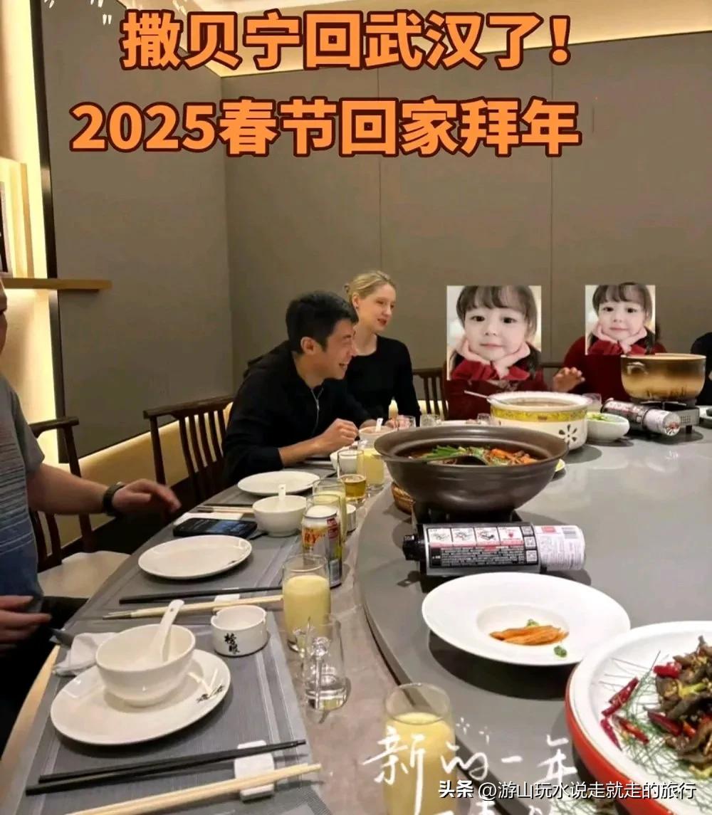 撒贝宁一家回武汉过年拜年，妻子李白身材气质抢眼，龙凤胎好可爱